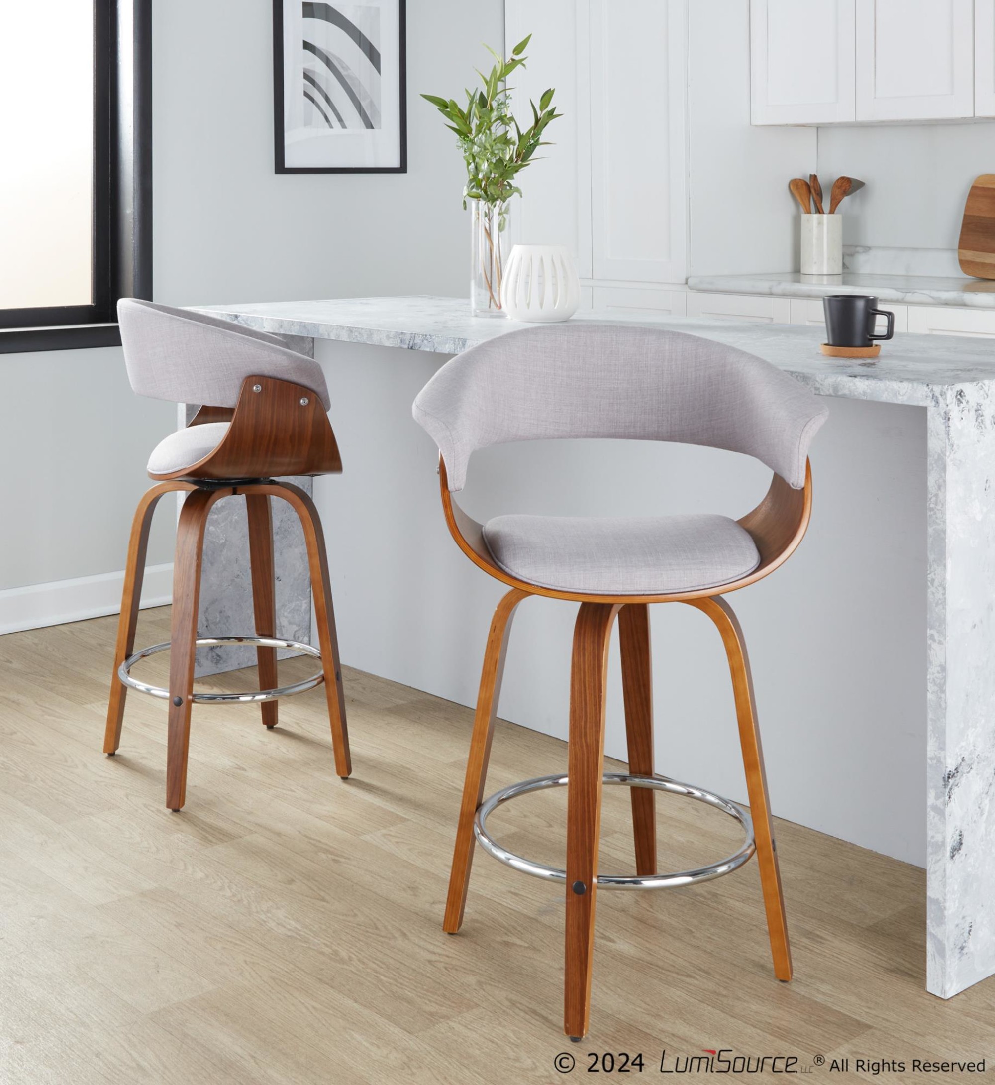 Vintage-Mod-Walnut-Wood-Stone-Fabric-Counter-Stools-Set-of-2-1
