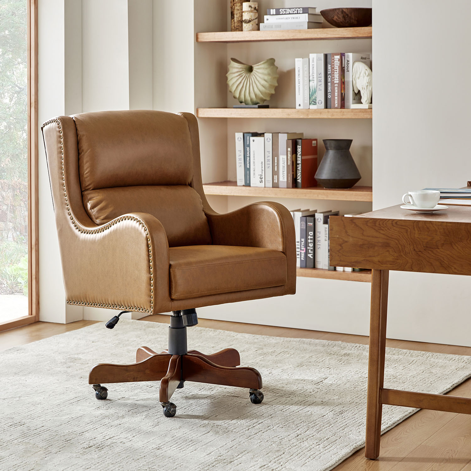 Viv-Beige-Vegan-Leather-Transitional-Executive-Task-Chair